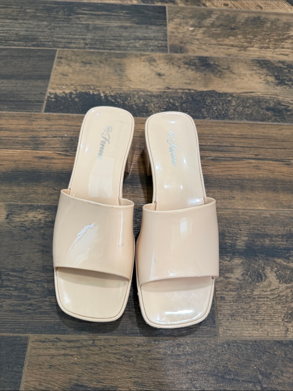 Forever Blush Patent Slide Mules